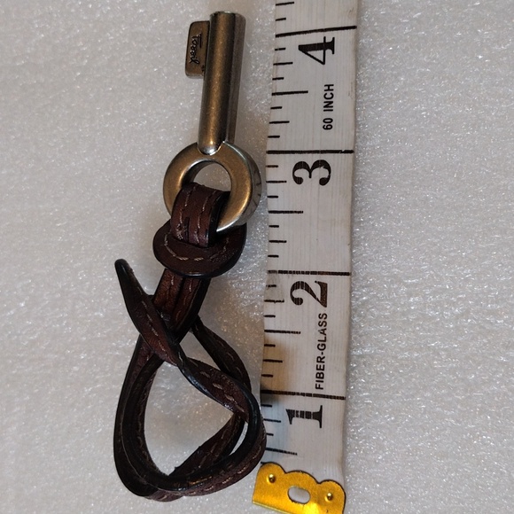 Fossil Brown Leather Necklace with Silver Key Pendant - Picture 4 of 4